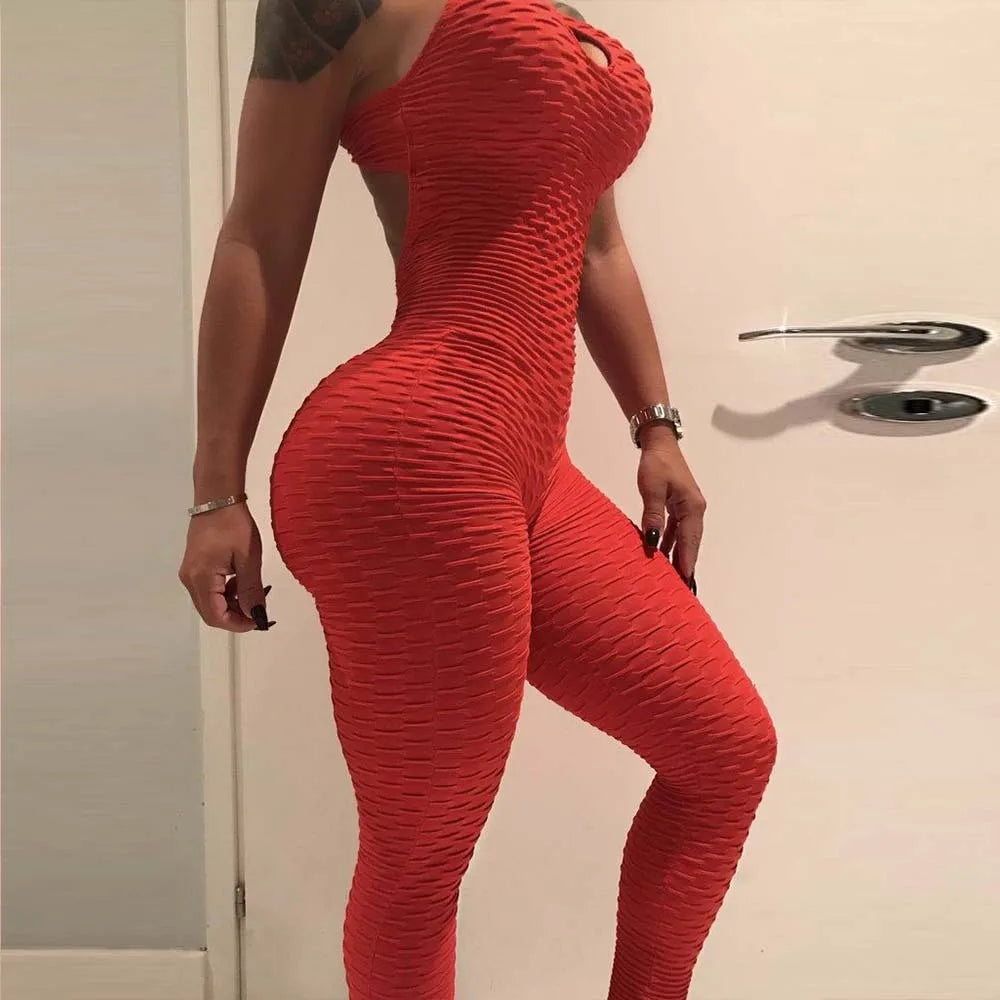 New Folding Push Up Fitness Rompers Jumpsuit Backless Halter Across Playsuit Bodysuit