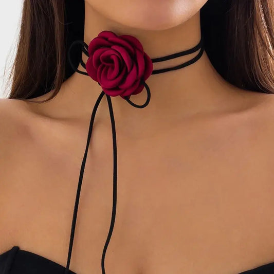 Elegant Big Rose Flower Clavicle Chain Necklace