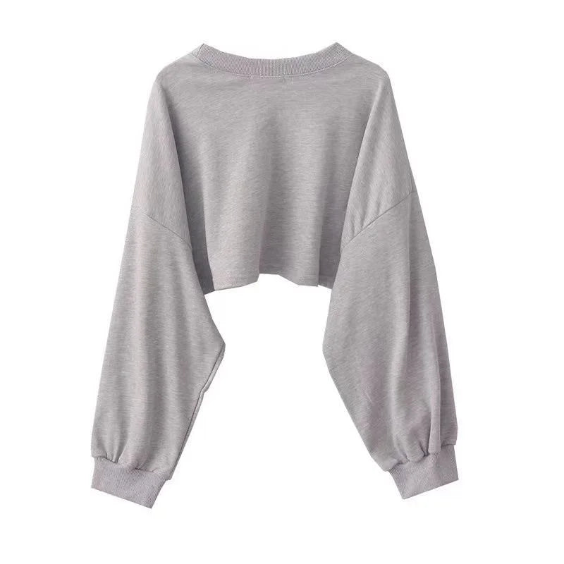 Color  O-neck Long Sleeve Hoodie Sweatshirt with Jumper Tops